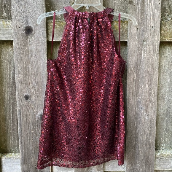 Maroon sleeveless sequin top - Picture 5 of 7